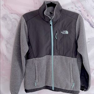 Gray North Face zip-up jacket
